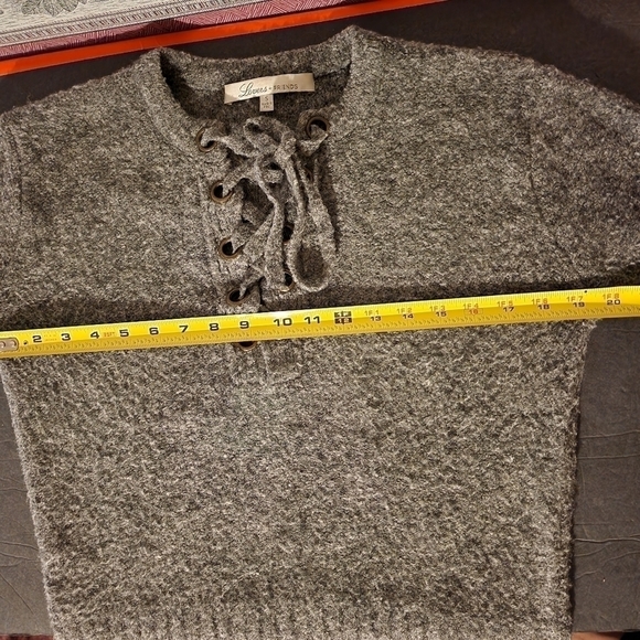 Lovers + Friends Wool Blend Gray Sweater Lace Up Front Womens Size S - Picture 8 of 10